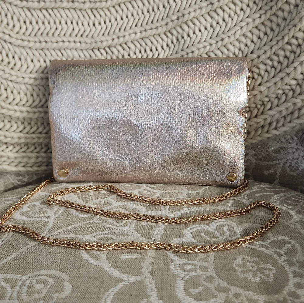 Street Level Crossbody Metallic Handbag Plain or Chain Straps Dress Up or Down